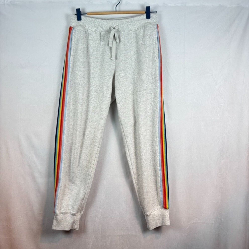 Aero Womens‎ Grey Rainbow Stripe Cotton Womens Joggers Size Large Retro Comfort